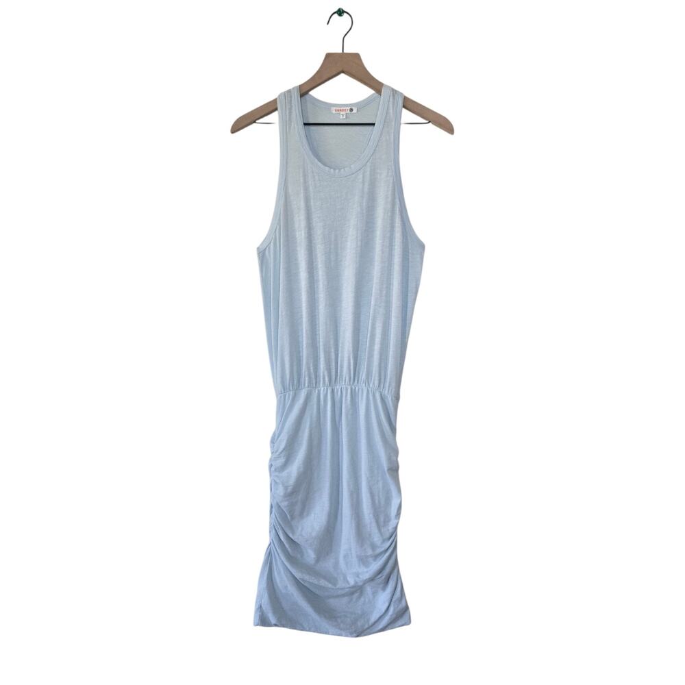 Sundry Ruched Tank Dress Size Medium Light Blue Made in USA